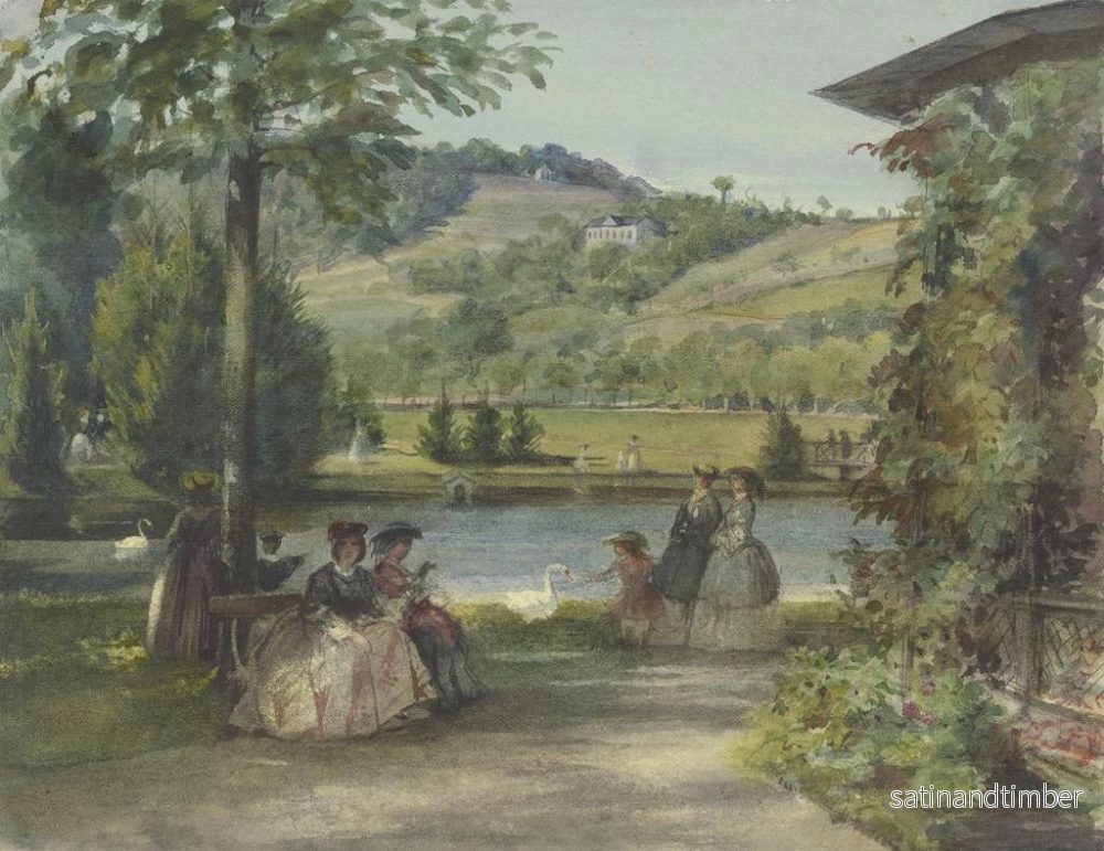 Reproduktion av målningen Landskapsbild av park med damm och svanar - Karl Friedrich Johann von Müller - Bild 2