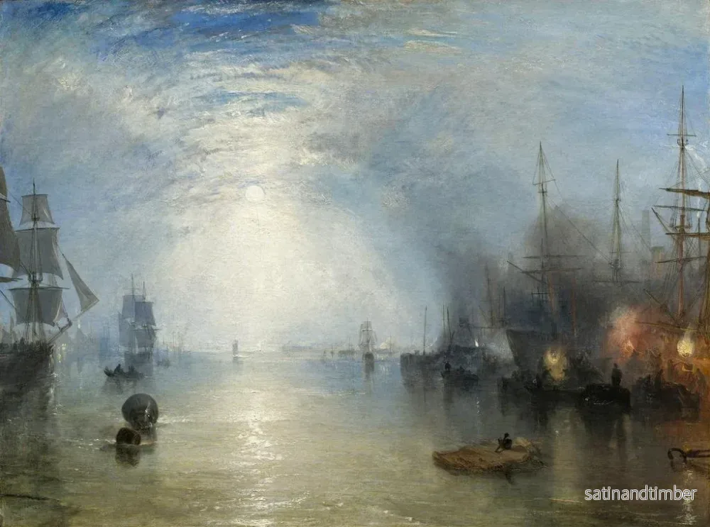 Reproduktion av målningen Les charbonniers déchargeant des charbonnets au clair de lune - Joseph Mallord William Turner - Bild 2