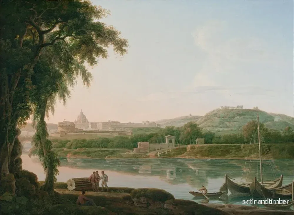 Reproduktion av målningen Vue lointaine de Rome à travers le Tibre - Jacob More - Bild 2