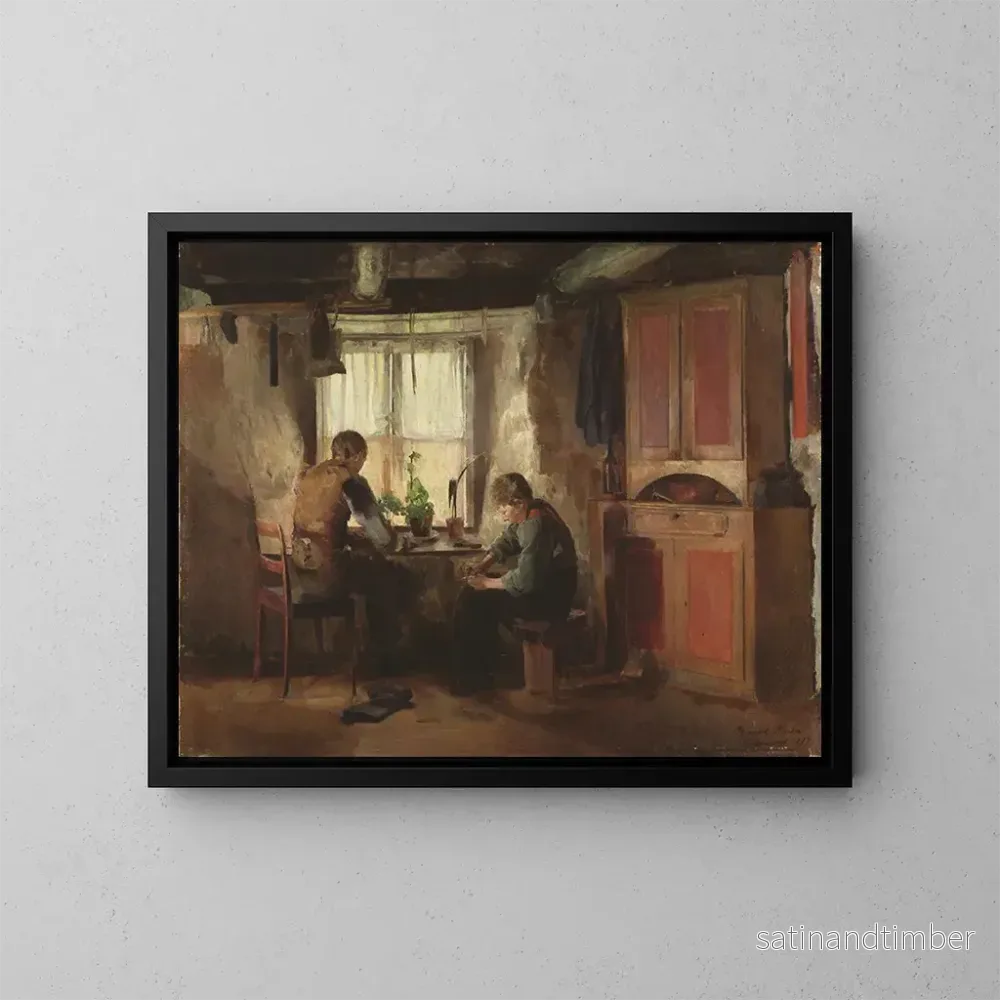 Reproduktion av målningen En skomakare på landet - Harriet Backer