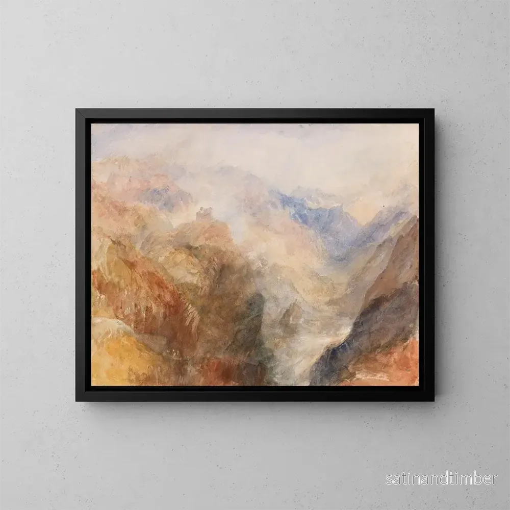 Reproduktion av målningen Montjovet sedd från Saint-Vincent, tittande mot Val d’Aoste i riktning mot Berriaz – Joseph Mallord William Turner Reproduktion av målningen Montjovet sedd från Saint-Vincent, tittande mot Val d’Aoste i riktning mot Berriaz – Joseph Mallord William Turner