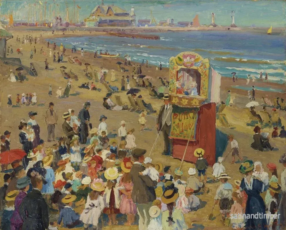 Reproduktion av målningen Punch och Judy på stranden - William Samuel Horton - Bild 2