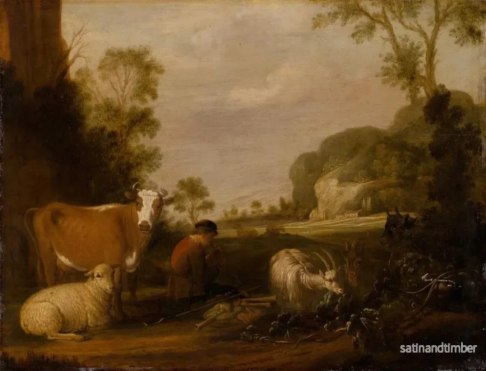Reproduktion av målningen Bergère som spelar musik - Claes Cornelisz Moeyaert - Bild 2
