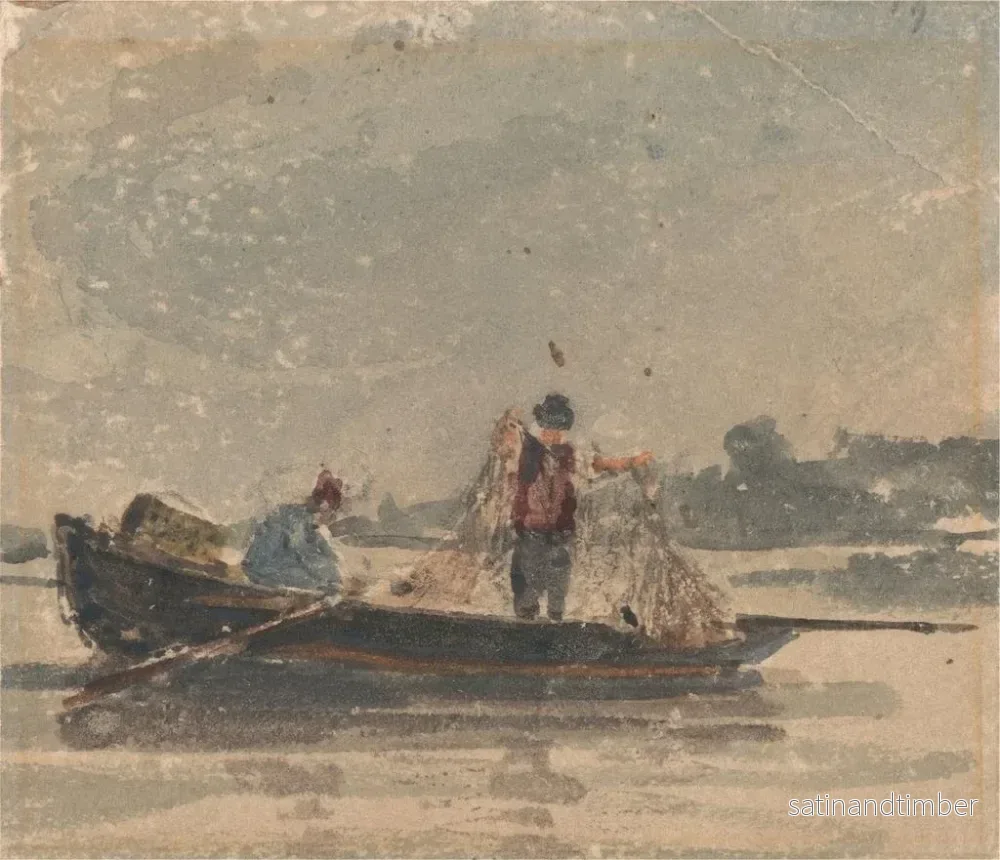 Reproduktion av målningen av fiskare som drar i ett nät - David Cox - Bild 2