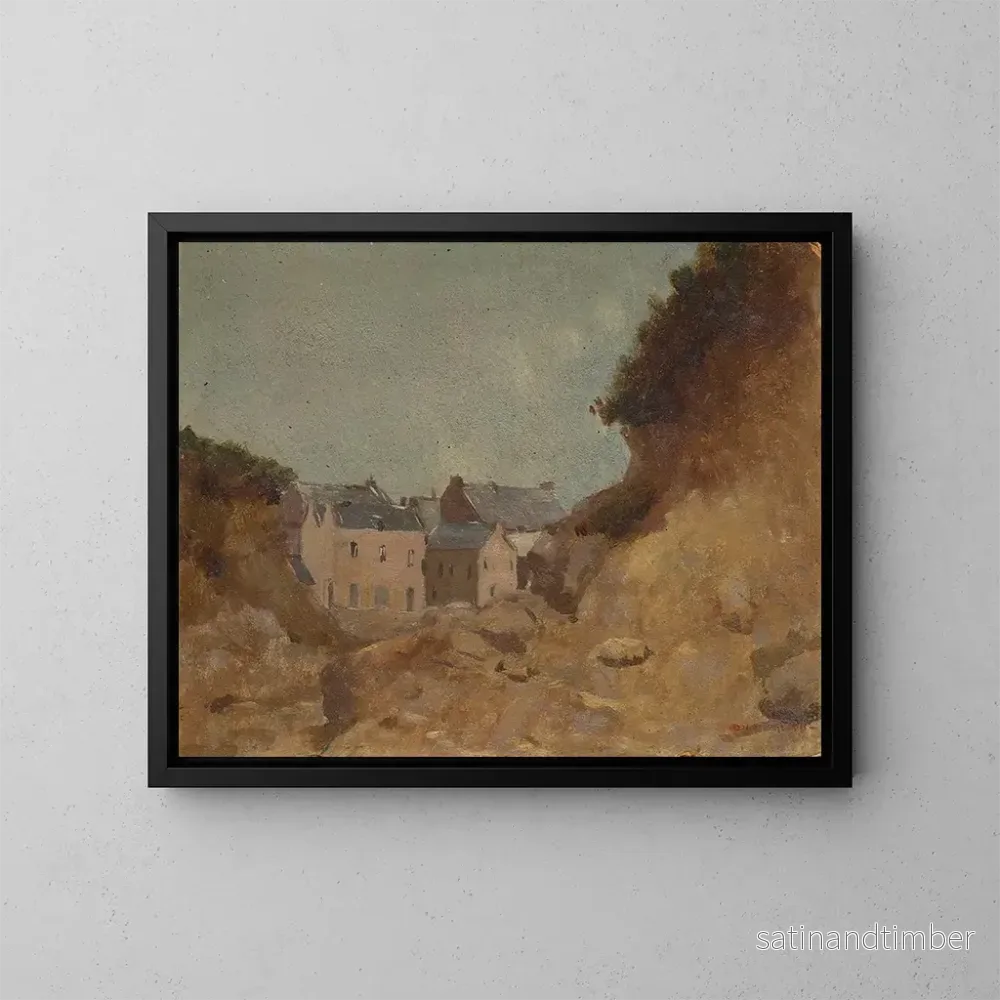Reproduktion av målningen av by i Basses-Pyrénées - Odilon Redon