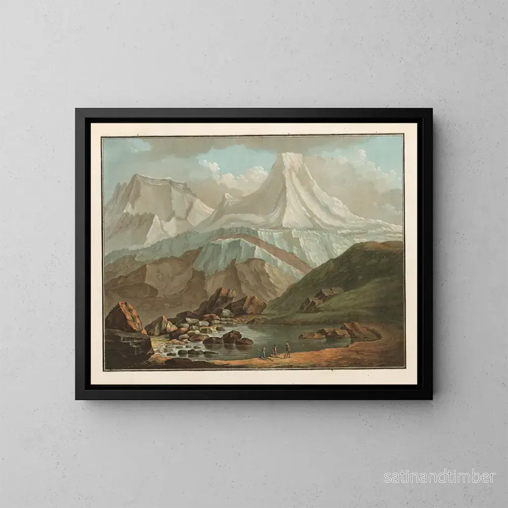 Reproduktion av målningen Vue du Grosshorn et du Breithorn avec le petit lac d'Oberhorn - Caspar Wolf