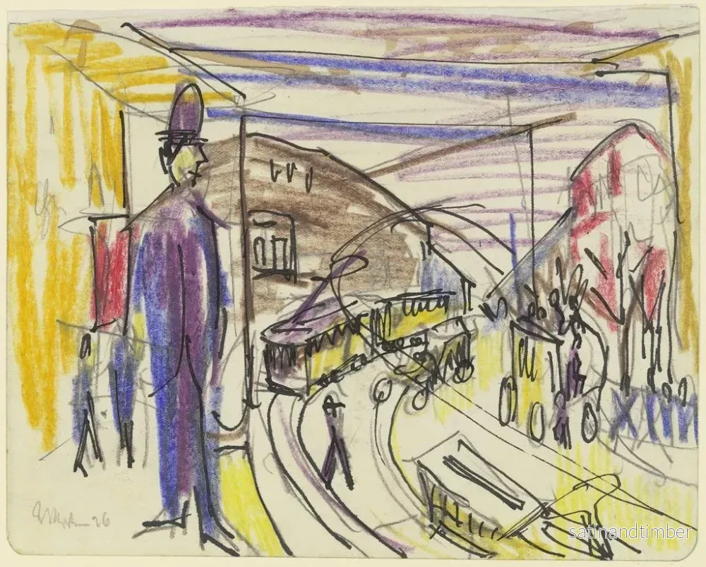 Reproduktion av målningen Rue Grostadt med spårvagnar - Ernst Ludwig Kirchner - Bild 2