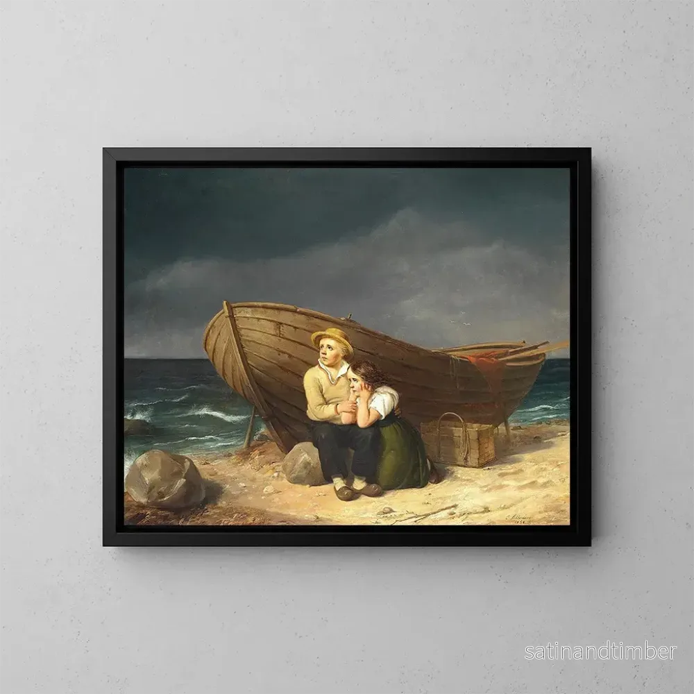 Reproduktion av målningen Bränna minnen på en strand - Christian Andreas Schleisner
