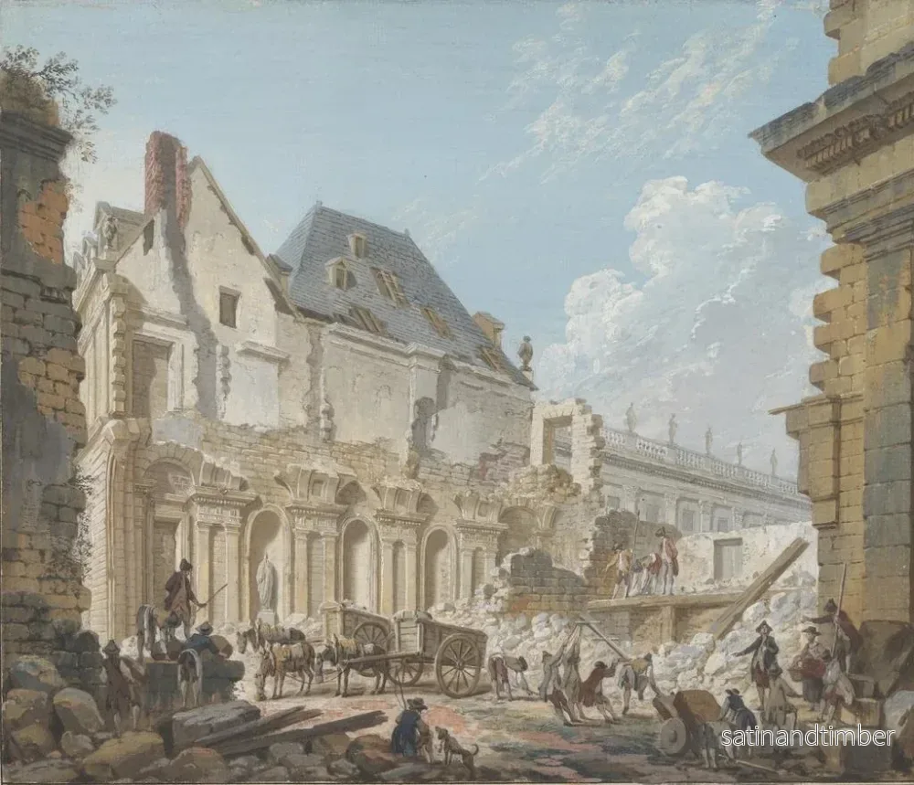 Reproduktion av målningen av rivningen av den gamla vestibulen vid Palais-Royal i Paris - Pierre-Antoine Demachy - Bild 2