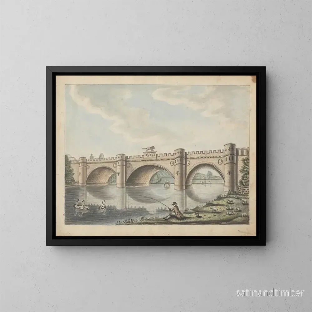 Reproduktion av målningen Pont au château d'Alnwick, Northumberland - William Beilby