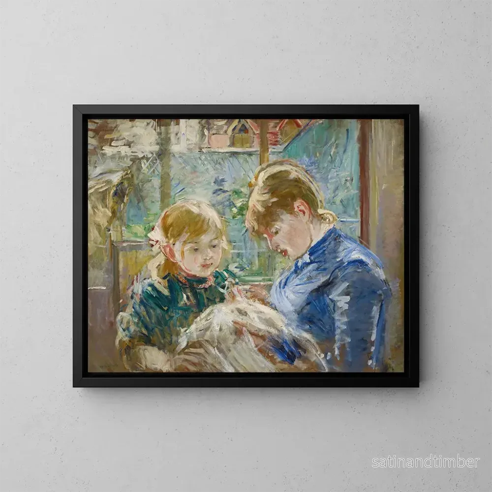 Reproduktion av målningen La fille de l'artiste Julie avec sa nourrice - Berthe Morisot