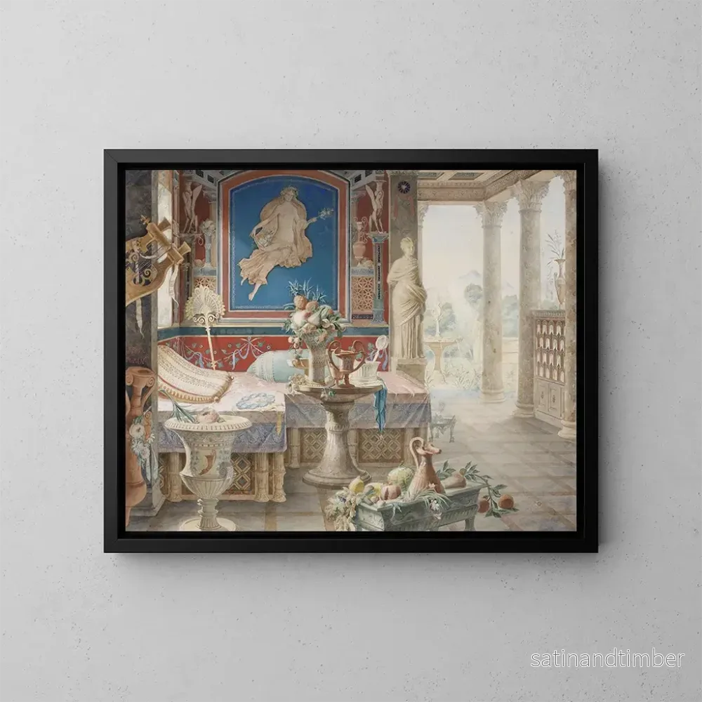 Reproduktion av målningen Fantasiarkitektonisk i Pompeji-stil - Félix Duban