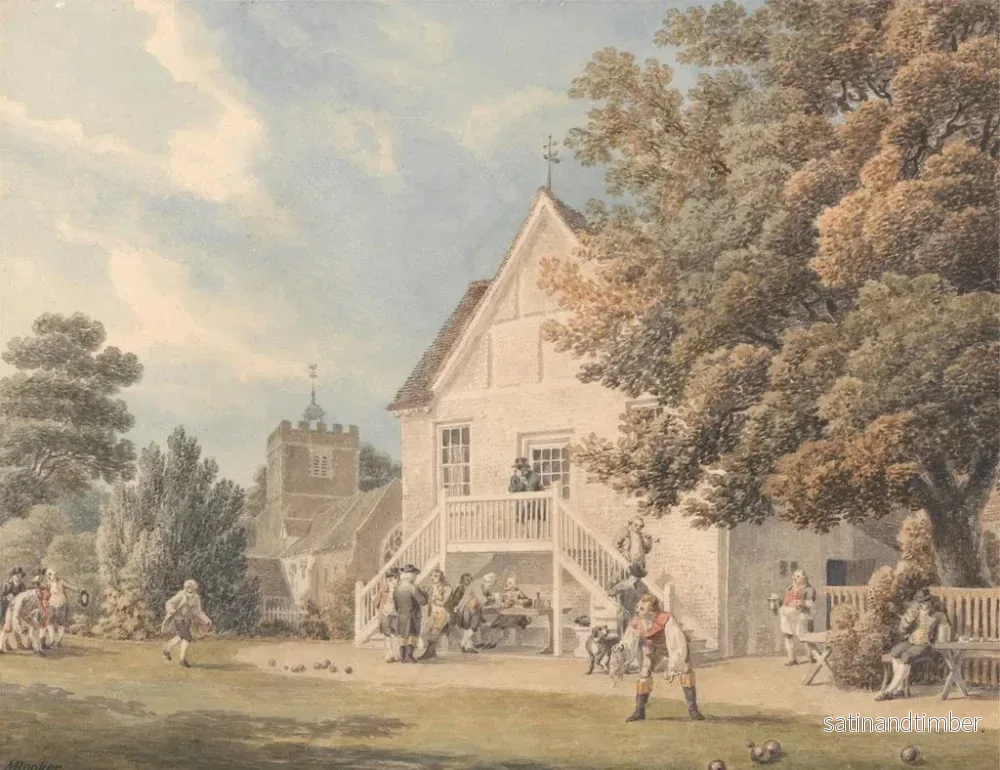 Reproduktion av målningen En del av boule på boulebanan framför värdshuset Bunch of Grapes i Hurst, Berkshire - Michael Angelo Rooker - Bild 2