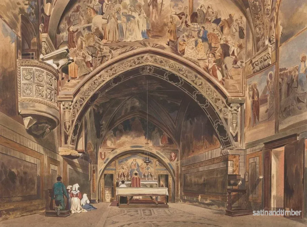 Reproduktion av målningen av interiören i Saint-Benoît-kyrkan i Subiaco nära Rom - Thomas Hartley Cromek - Bild 2