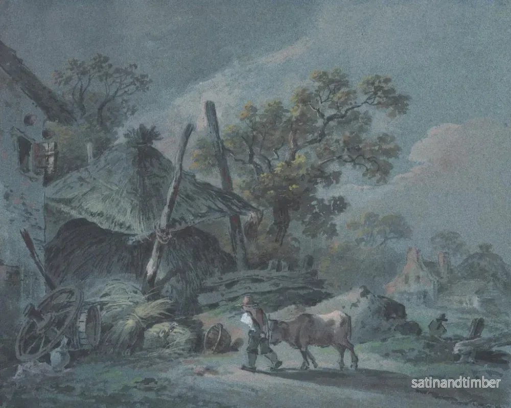 Reproduktion av målningen av en gård med en höskulle - Johann Christian Brand - Bild 2