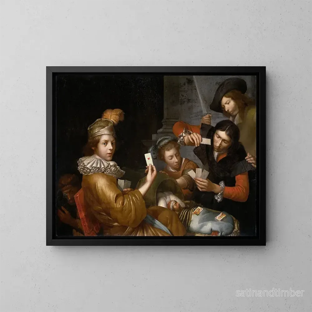 Reproduktion av målningen Le jeu de cartes sur le berceau – Johannes van Wijckersloot Reproduktion av målningen Le jeu de cartes sur le berceau – Johannes van Wijckersloot