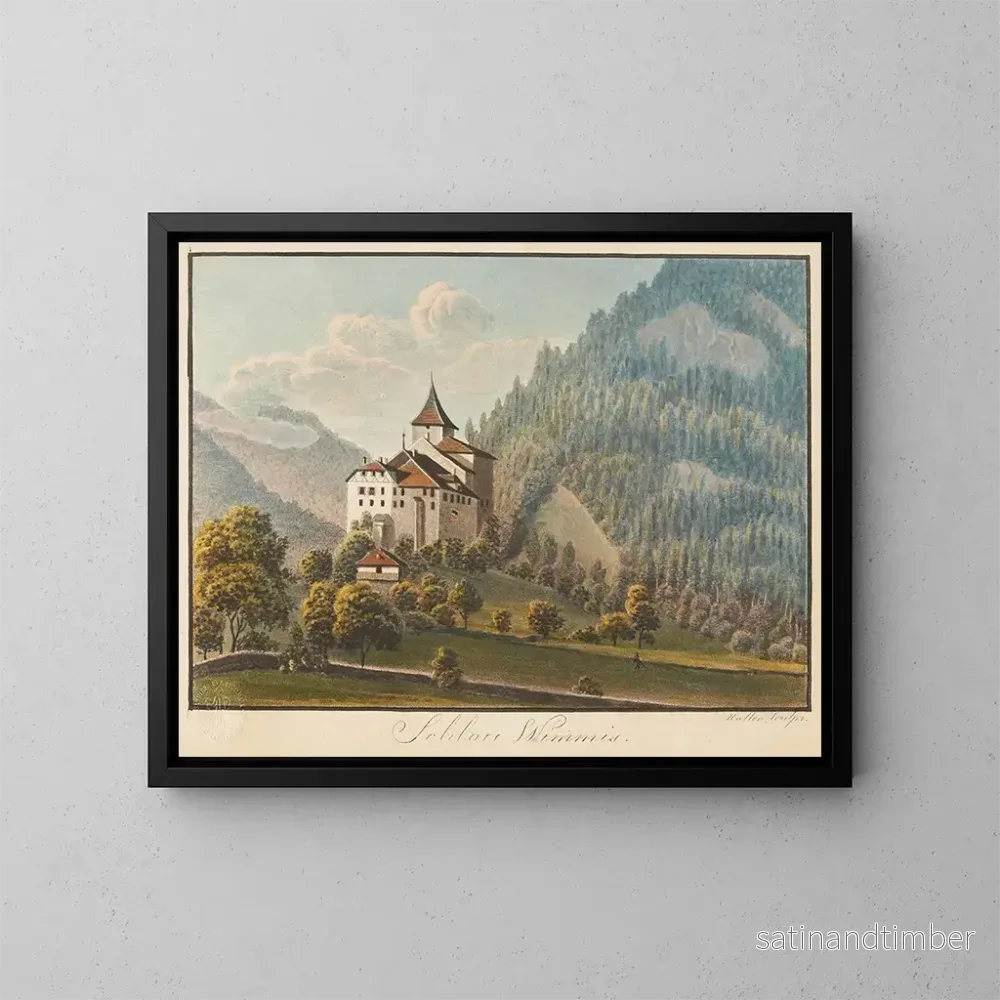 Reproduktion av målningen Château de Wimmis - Jakob Samuel Weibel