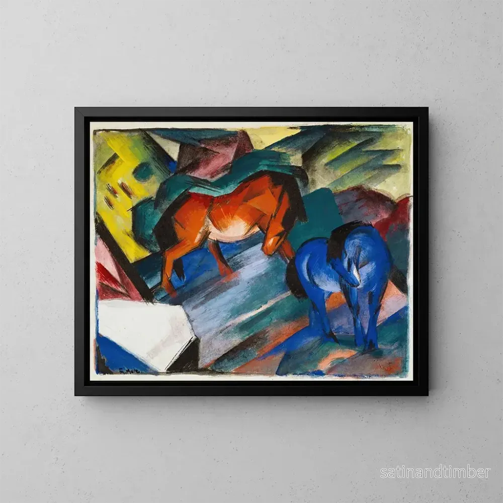 Reproduktion av målningen av den röda och blå hästen - Franz Marc