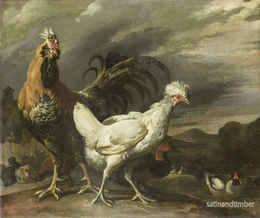 Reproduktion av målningen En höna, en tupp och andra fjäderfän - Pieter Jansz van Ruyven - Bild 2
