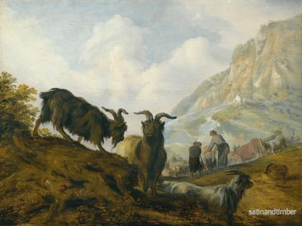Reproduktion av målningen av getter på en kulle med herdar i fjärran - Jacobus Sibrandi Mancadan - Bild 2