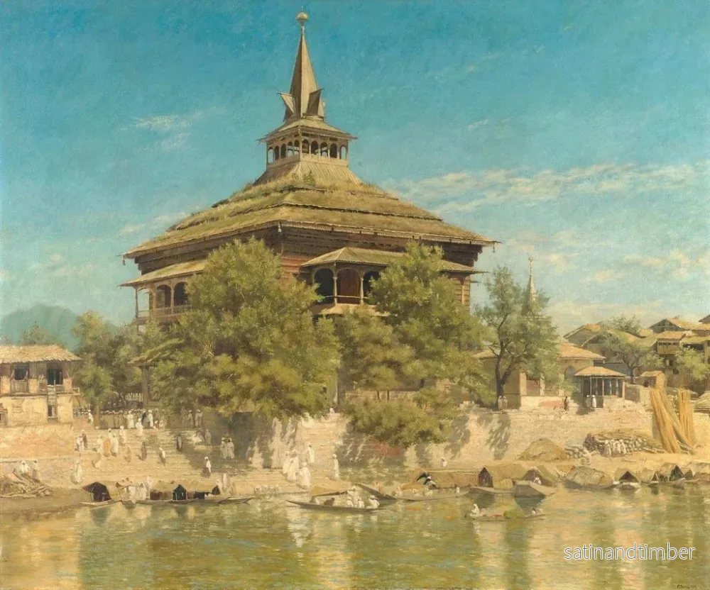 Reproduktion av målningen av moskén Shah Hamadân i Srinagar, Kashmir - Frederick William John Shore - Bild 2