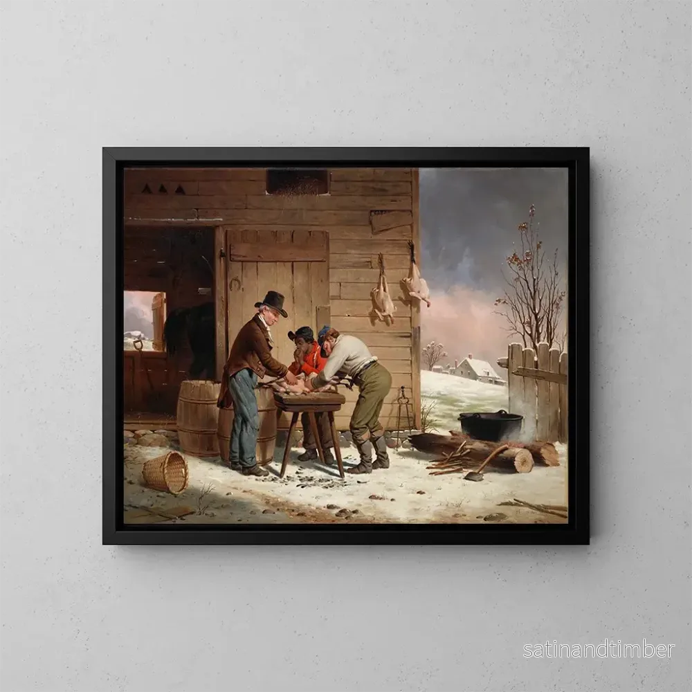 Reproduktion av målningen Förberedelse inför jul: kalkonfjädrar - Francis William Edmonds
