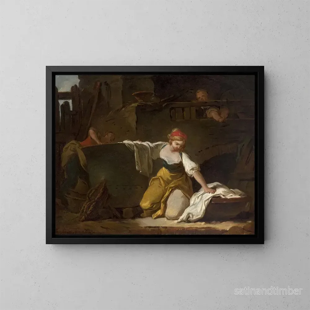 Reproduktion av målningen unga tvättare - Jean-Honoré Fragonard