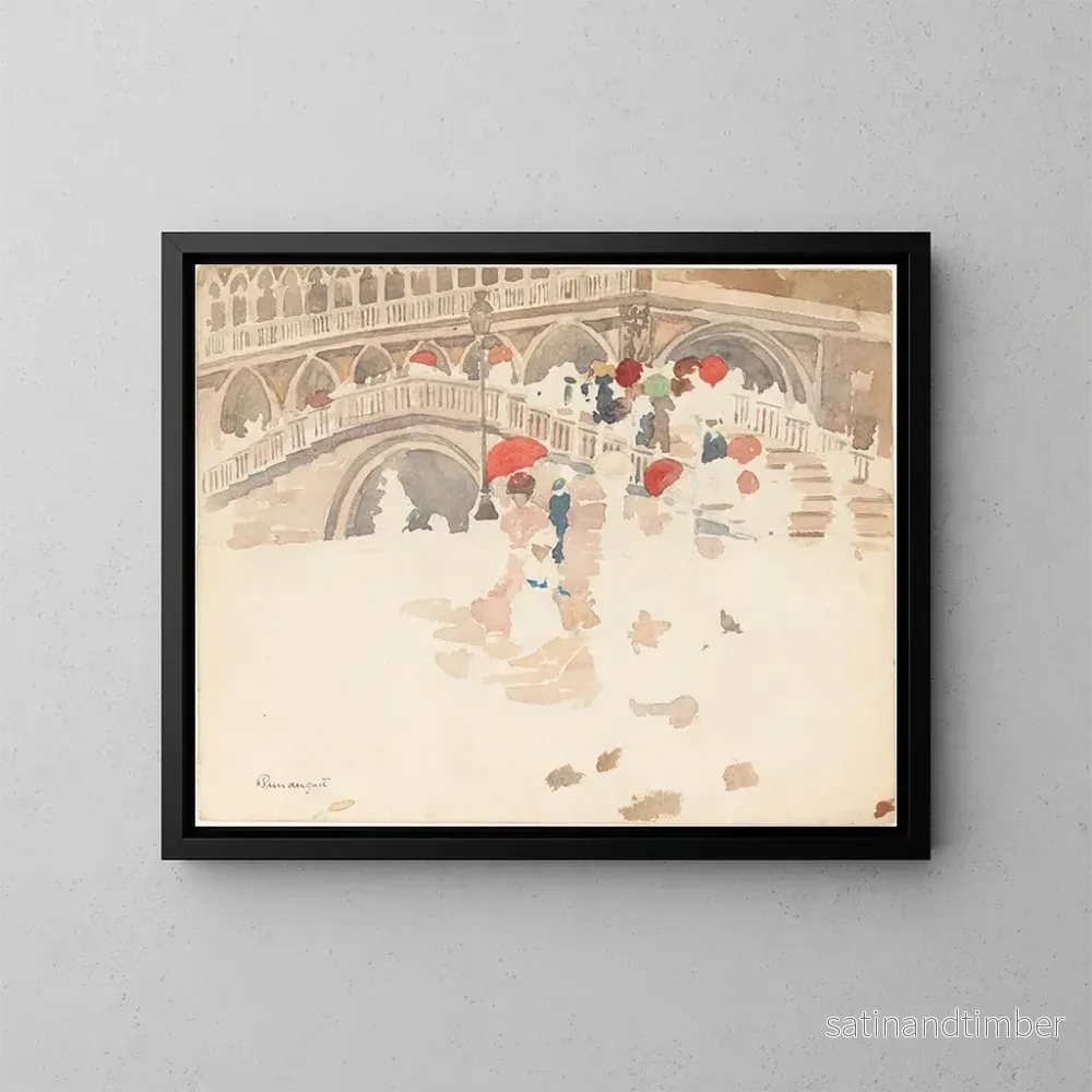 Reproduktion av målningen Paraplyer under regn i Venedig - Maurice Prendergast
