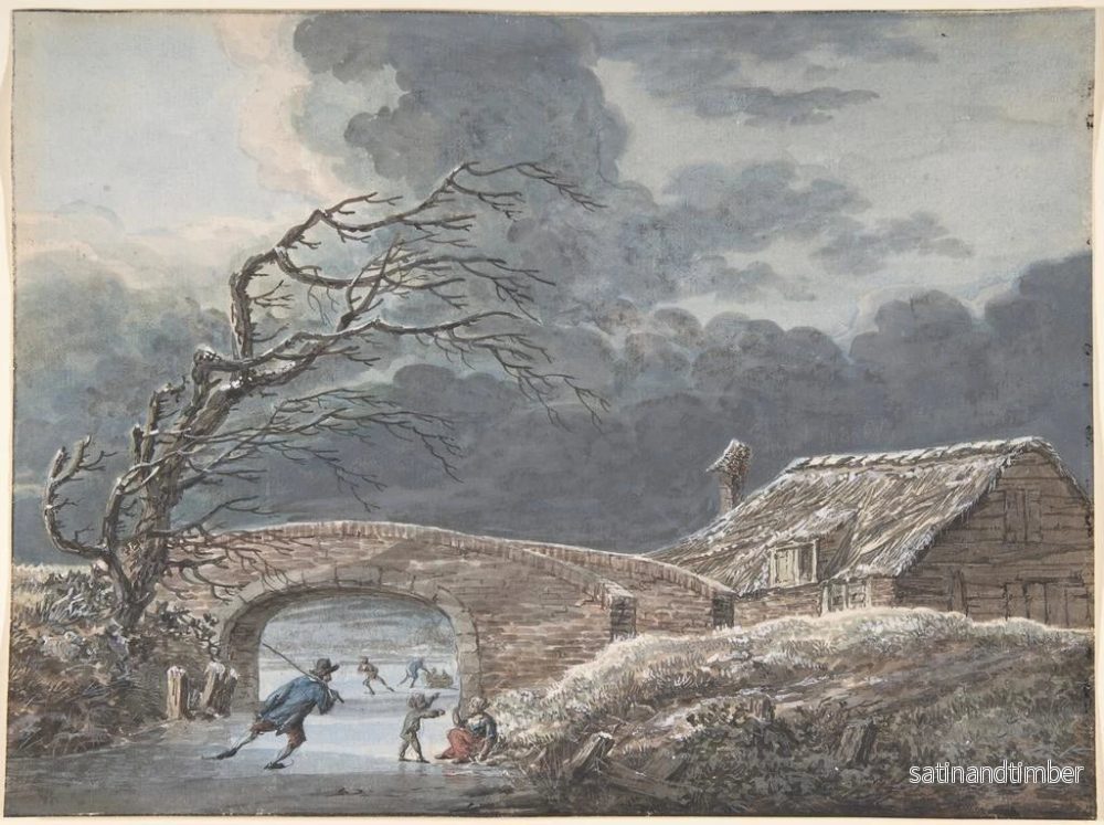 Reproduktion av målningen av vinterlandskap med skridskoåkare på en frusen kanal - Vincent Jansz van der Vinne - Bild 2