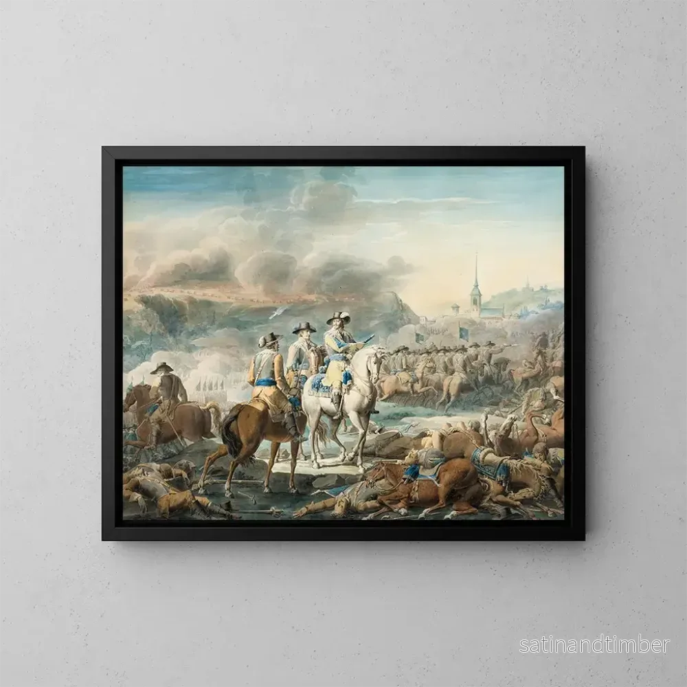 Reproduktion av målningen av kung Gustaf II Adolf av Sverige vid Wittstock - Emanuel Limnell