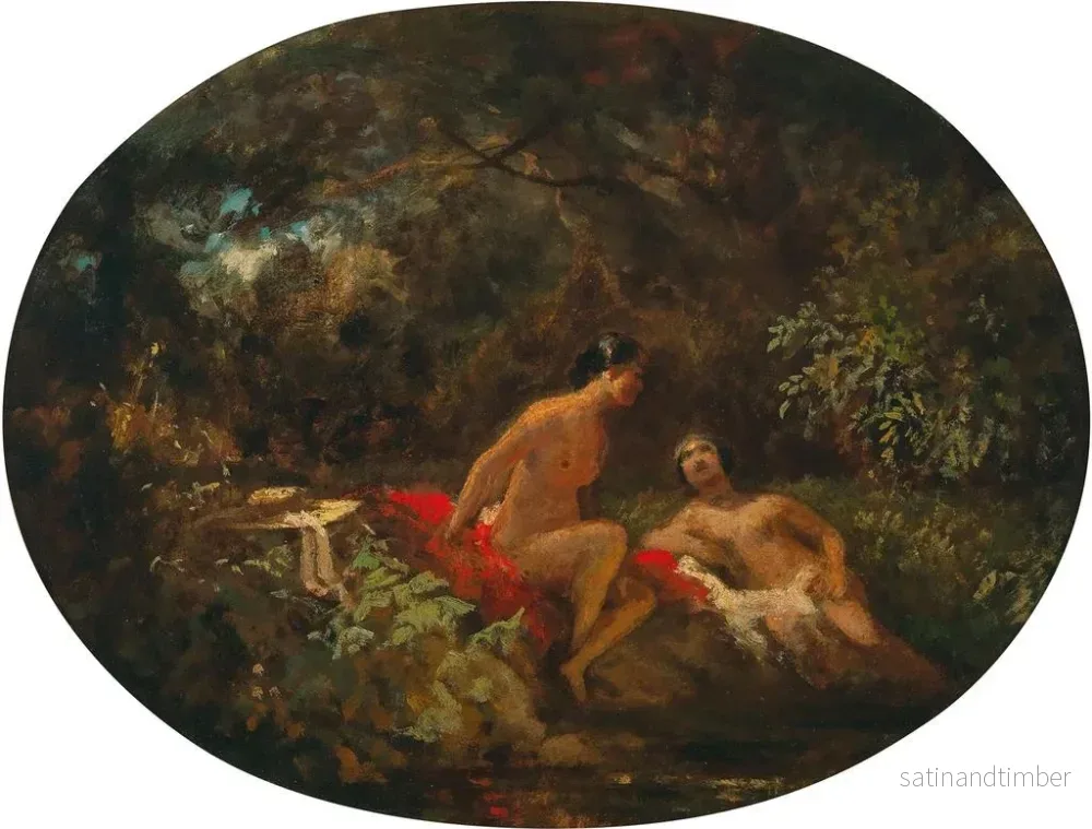 Reproduktion av målningen av kvinnor som badar i en skogssjö - Carl Spitzweg - Bild 2