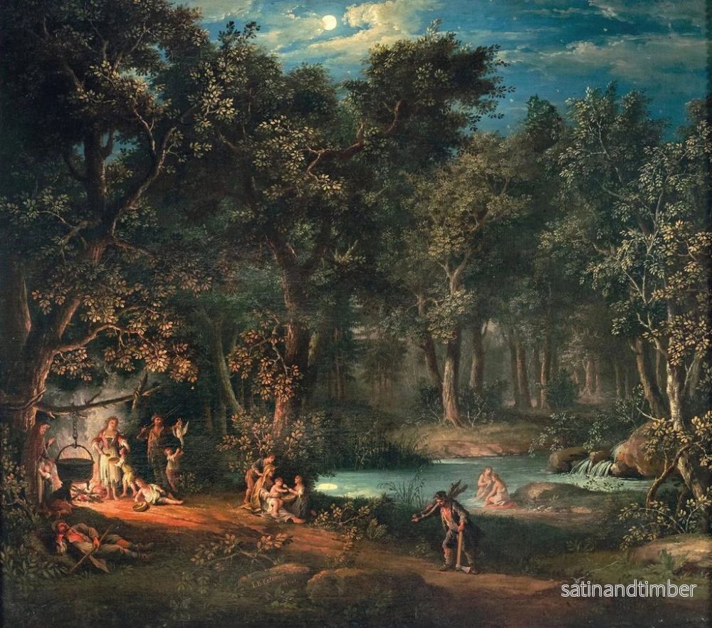 Reproduktion av målningen Figurer nära en lägerplats i ett nattlandskap - Giovanni Battista Innocenzo Colombo - Bild 2