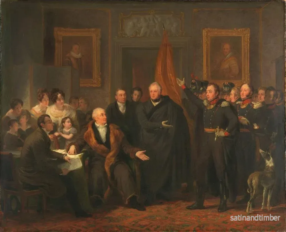 Reproduktion av målningen Le triumvirat prenant le pouvoir au nom du prince d'Orange, 21 novembre 1813 - Jan Willem Pieneman - Bild 2