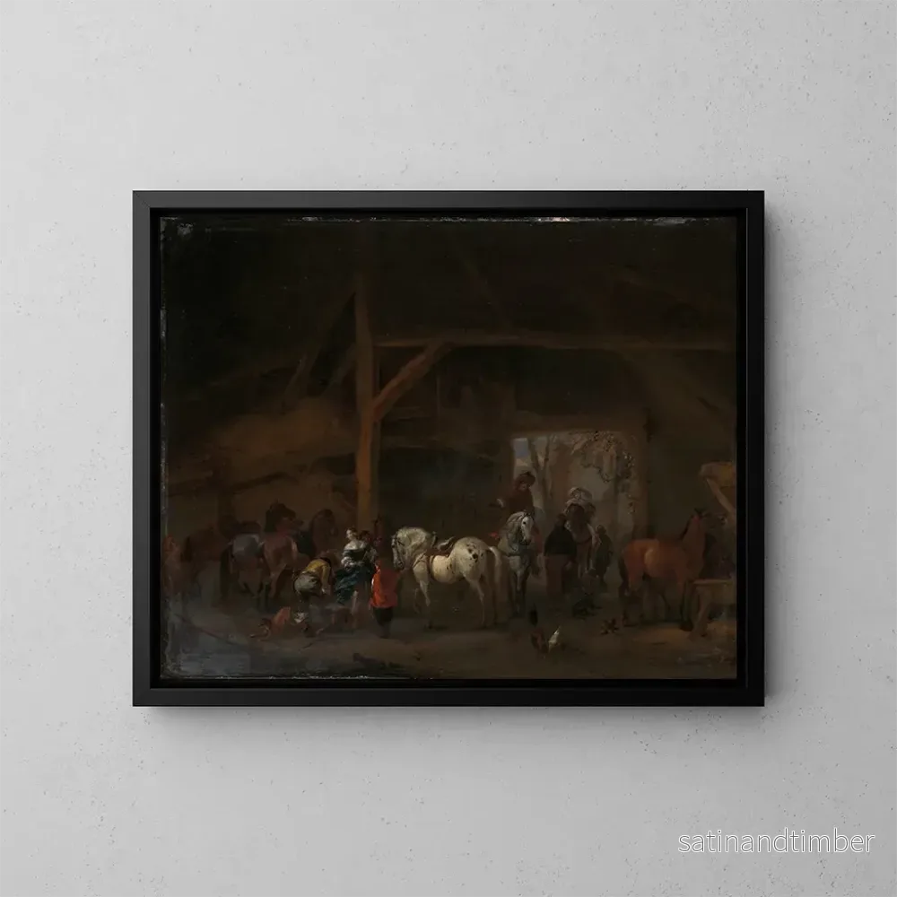 Reproduktion av målningen En stuga - Philips Wouwerman