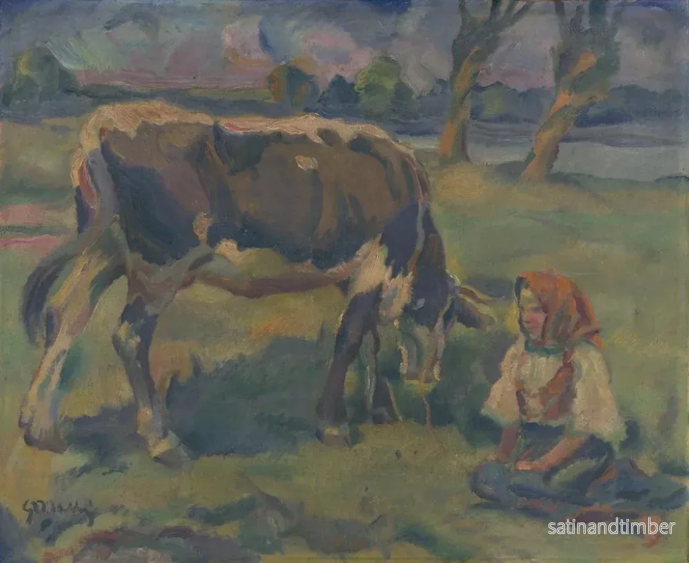 Reproduktion av målningen En liten flicka med en ko - Gustav Mahler - Bild 2