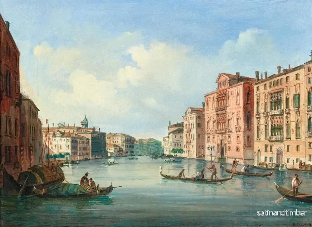 Reproduktion av målningen Venedig, vy över Grand Canal med Palazzo Cavalli-Franchetti och Palazzo Barbaro - Carlo Grubacs - Bild 2