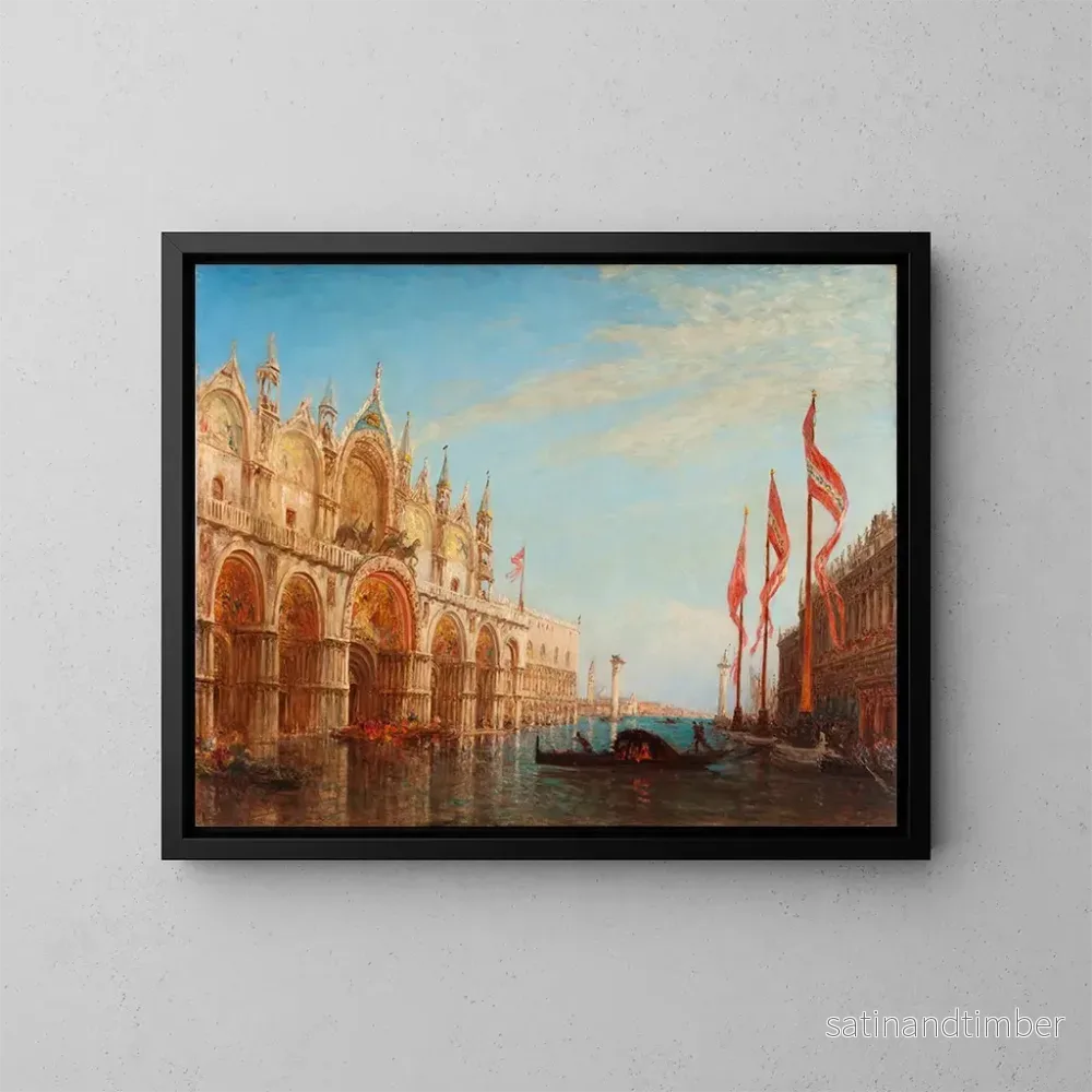 Reproduktion av målningen La Place Saint-Marc, översvämning av 1863 - Félix Ziem