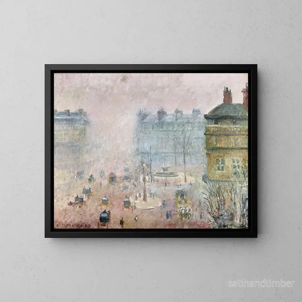 Reproduktion av målningen Place du Théâtre-Français, dimmighetseffekt - Camille Pissarro