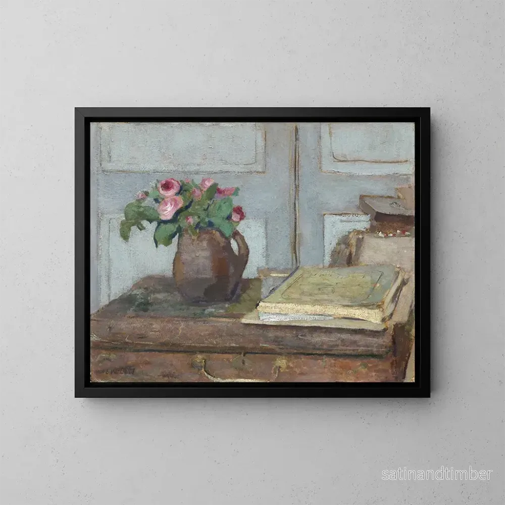 Reproduktion av målningen The Artists’ Paint Box and Moss Roses – Édouard Vuillard Reproduktion av målningen The Artists’ Paint Box and Moss Roses – Édouard Vuillard