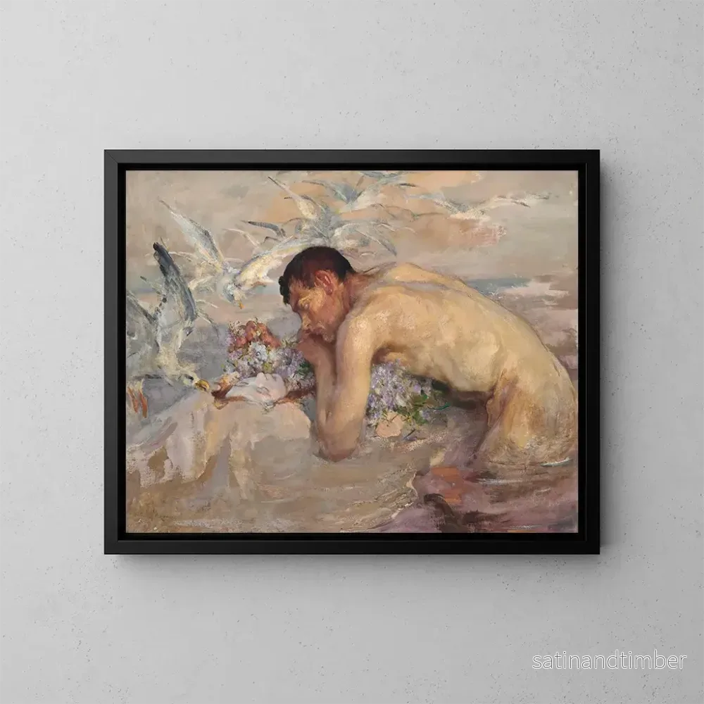 Reproduktion av målningen Le triton et la jeune fille - James Jebusa Shannon