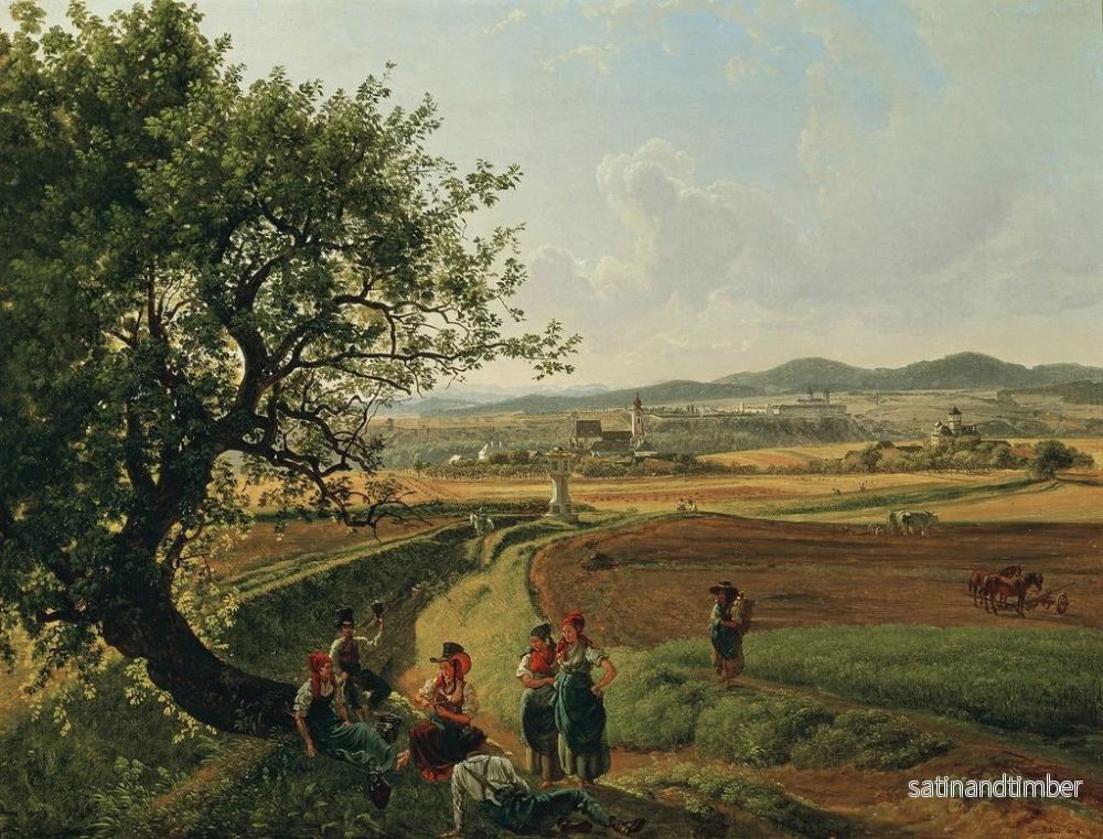 Reproduktion av målningen Vue över herrskapet vid Emmersdorf och Rothenhof slott med klostret i Melk i bakgrunden - Joseph Rebell - Bild 2