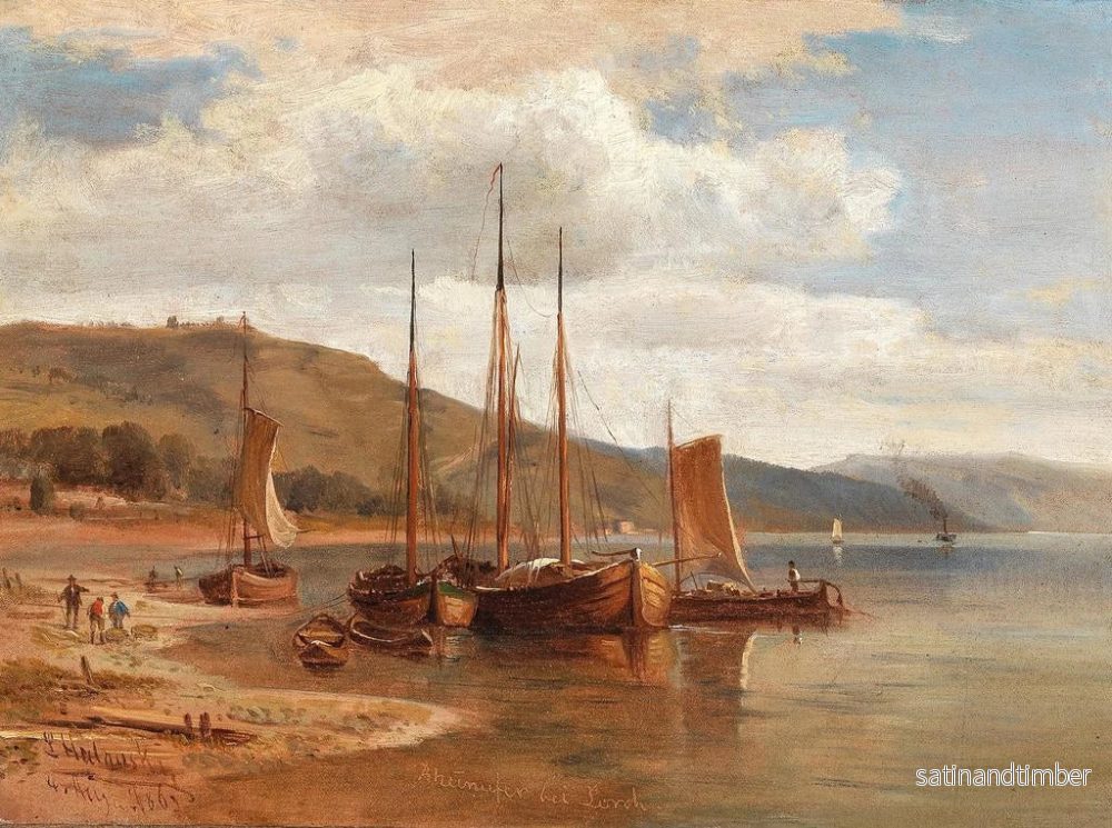 Reproduktion av målningen Rive du Rhin nära Lorch - Ludwig Halauska - Bild 2