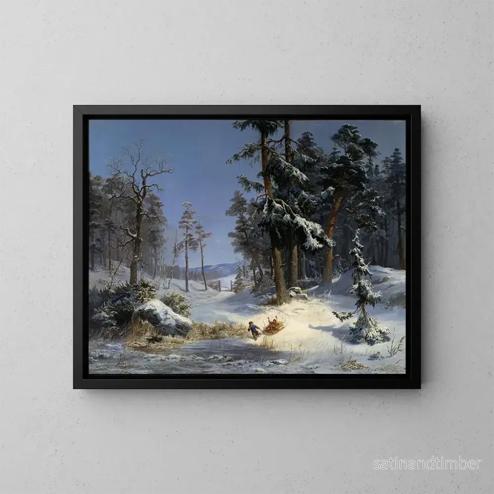 Reproduktion av målningen vinterlandskap från Queen Christina-vägen i Djurgården, Stockholm – Karl XV av Sverige Reproduktion av målningen vinterlandskap från Queen Christina-vägen i Djurgården, Stockholm – Karl XV av Sverige