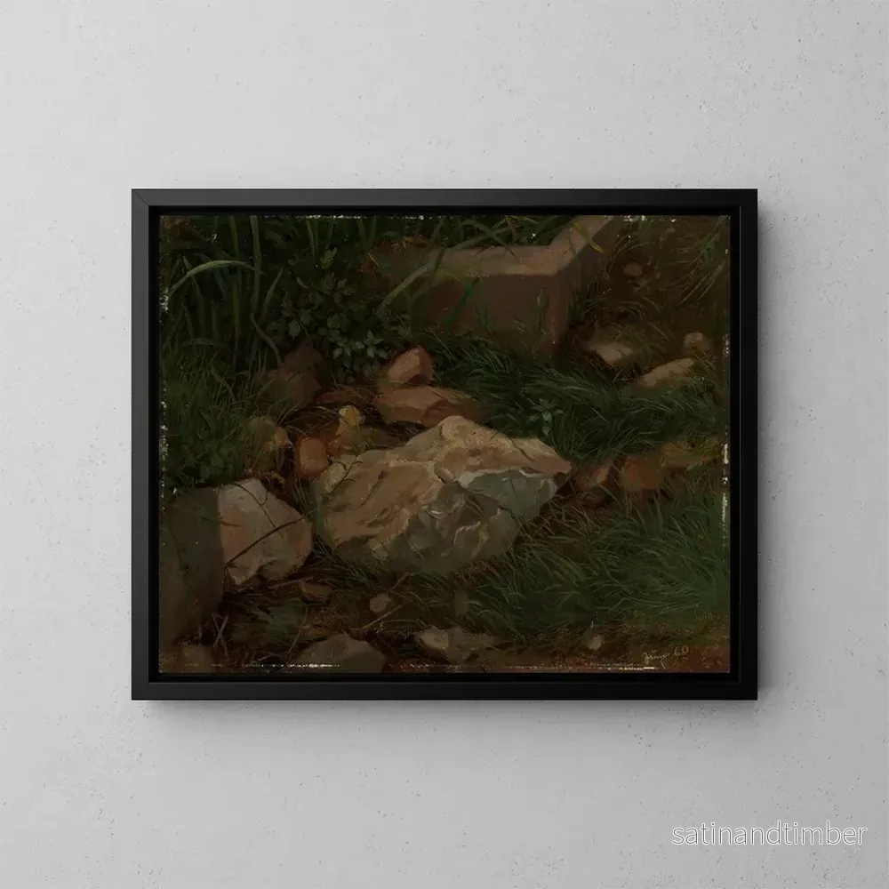 Reproduktion av målningen Pierres dans l'herbe - Hans Thoma