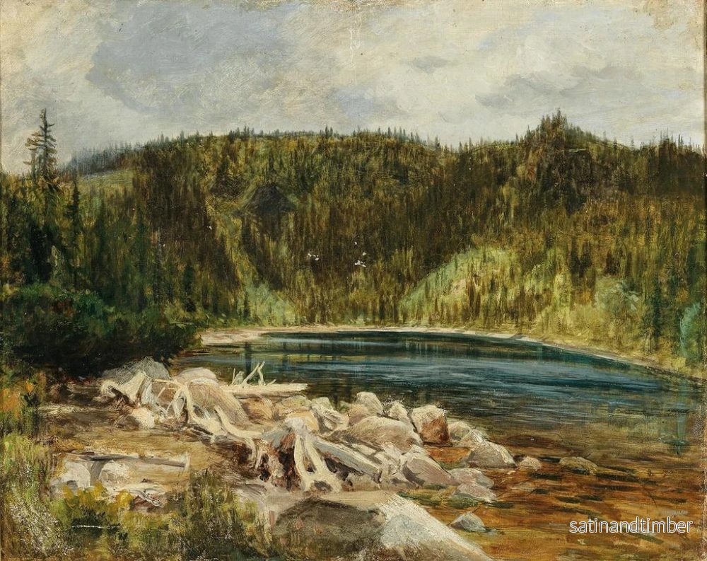 Reproduktion av målningen En vy av en sjö i Böhmens skog - Julius Eduard Mařák - Bild 2