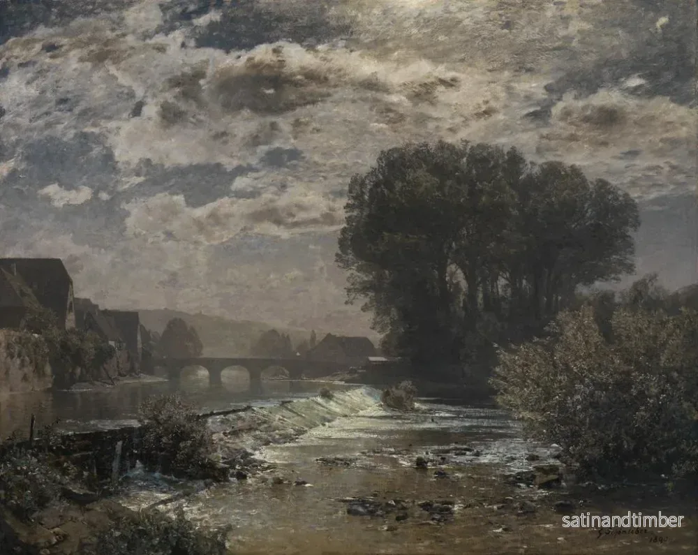 Reproduktion av målningen Natt av månsken i Enzwehr nära Besigheim - Gustav Schönleber - Bild 2