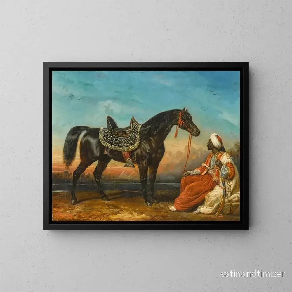 Reproduktion av målningen En arabisk hingst och hans groom i Egypten – François-Gabriel-Guillaume Lépaulle Reproduktion av målningen En arabisk hingst och hans groom i Egypten – François-Gabriel-Guillaume Lépaulle