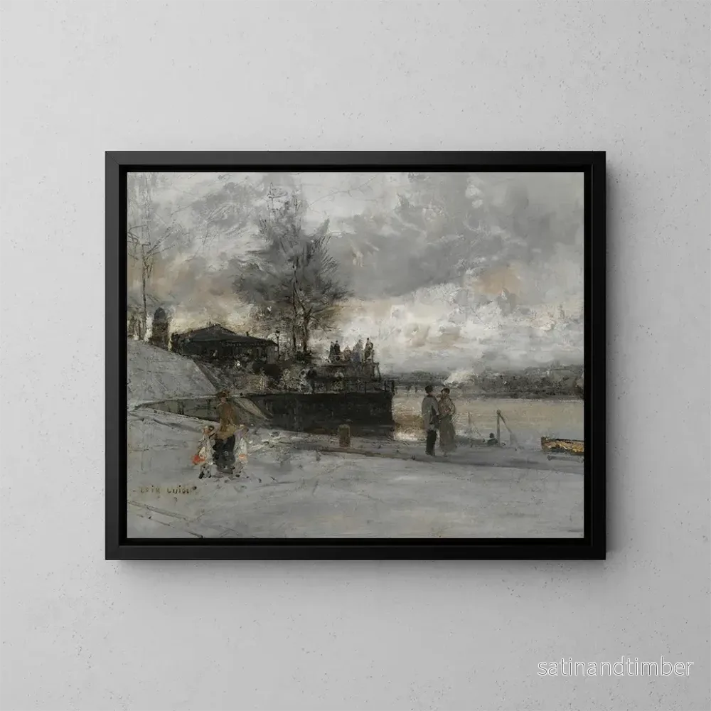 Reproduktion av målningen Quai vid Seine, Paris - Luigi Loir