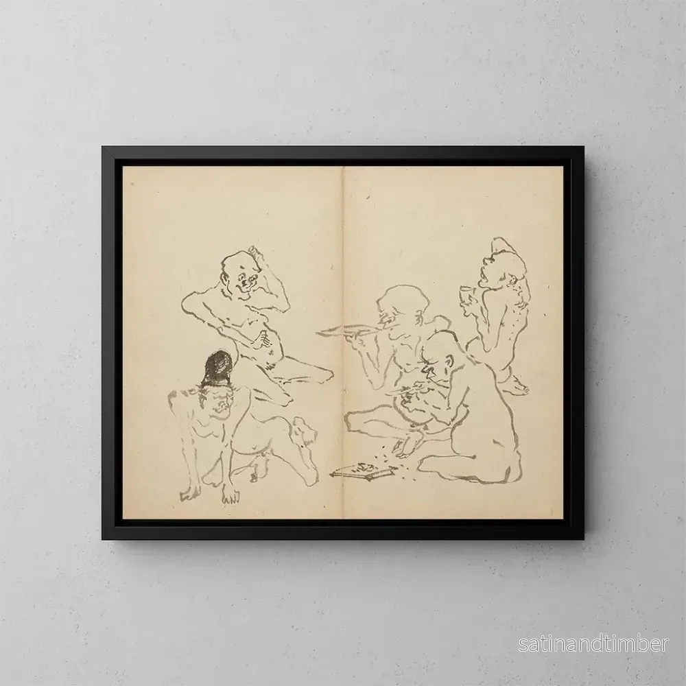 Reproduktion av målningen Fête de la boisson - Kawanabe Kyōsai