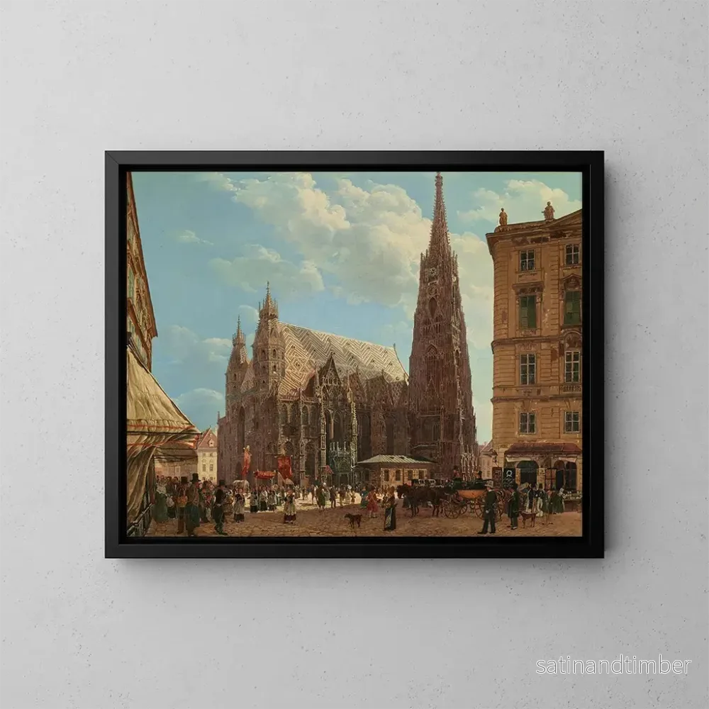 Reproduktion av målningen av katedralen Saint-Étienne i Wien - Rudolf von Alt
